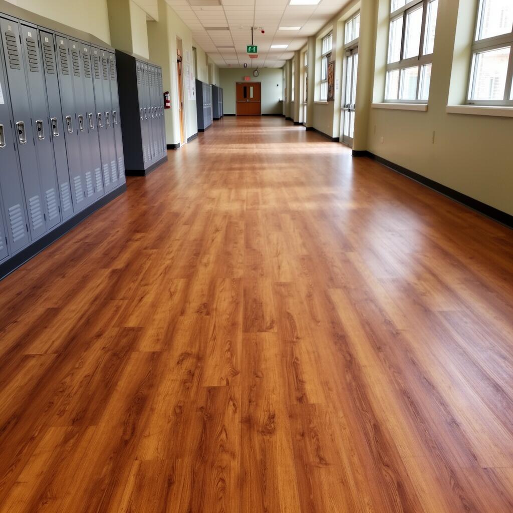 Freshly poured grey epoxy floor in a commercial warehouse